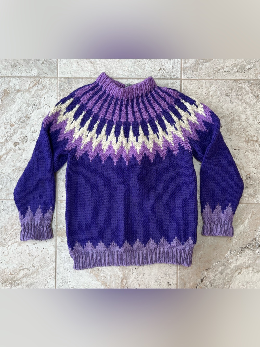 Grigoropoulos Bros Vintage Olympic Crew Neck Handknit Wool Purple Sweater Medium